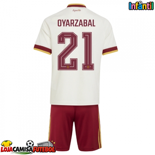 Camisa de Futebol Espanha Mikel Oyarzabal #21 Equipamento Secundário Infantil Mundo 2026 Manga Curta (+ Calças curtas)